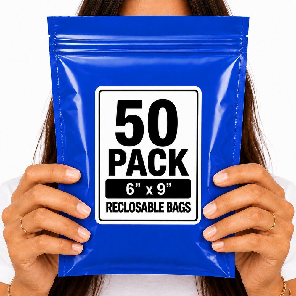 RECLOSABLE BLUE BAGS (50 PACK) 6" X 9" 2 MIL ZIPPER STORAGE BAGS NEW